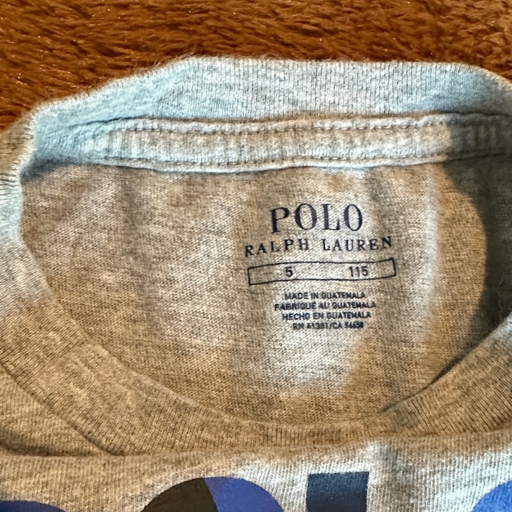 Polo by Ralph Lauren Kids Long Sleeve Gray and Blue Tee - Picture 4 of 4